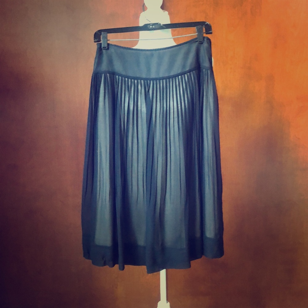 Lafayette 148 New York Navy Blue Pleated Skirt
